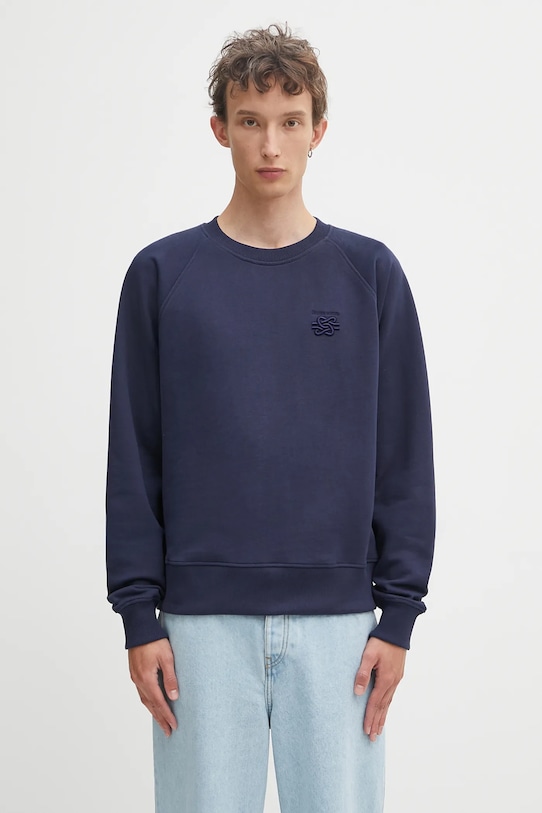 Filling Pieces bluza bawełniana Embroidered Knot gładkie granatowy 422530500143