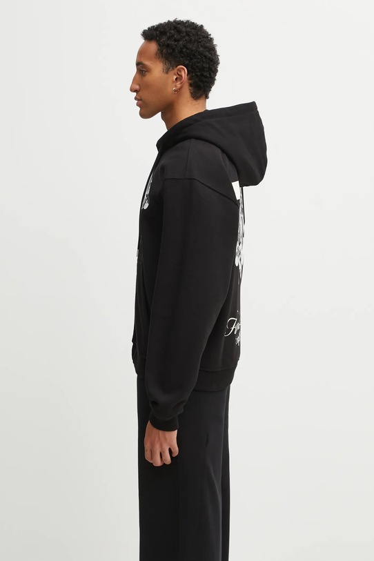 Памучен суичър Filling Pieces Zip Hoodie Bouquet 422533501122 черен AW25