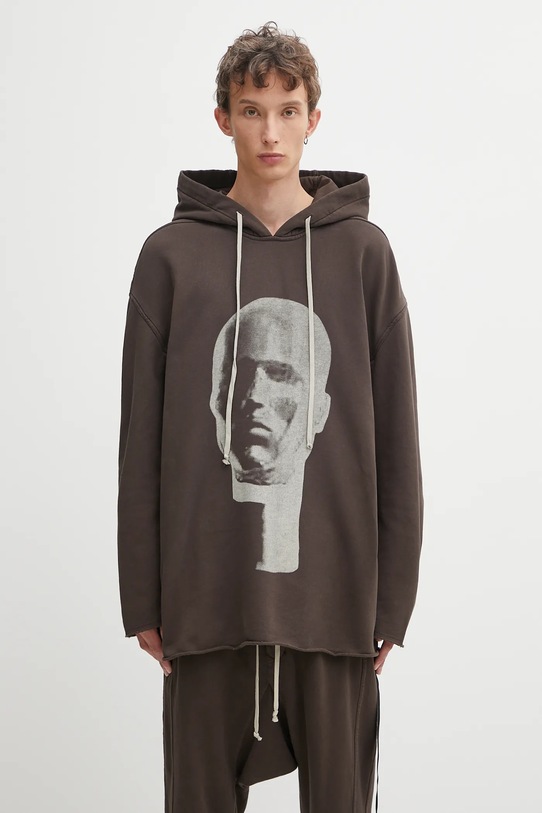 Rick Owens DRKSHDW bluza bawełniana Peter nadruk brązowy DU02E7280.FEP1P