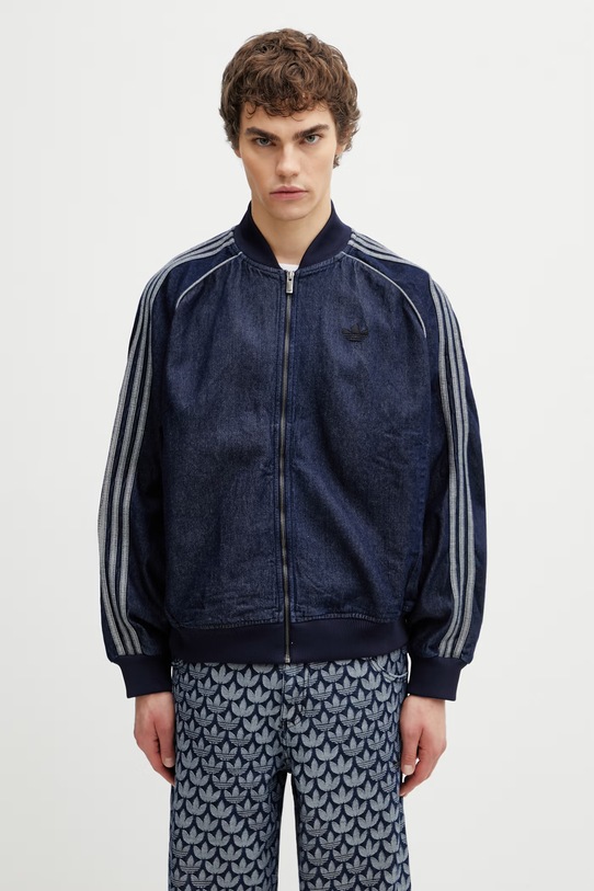 adidas Originals Adicolor loose SST кофта джинсова гладкий темно-синій JX6461