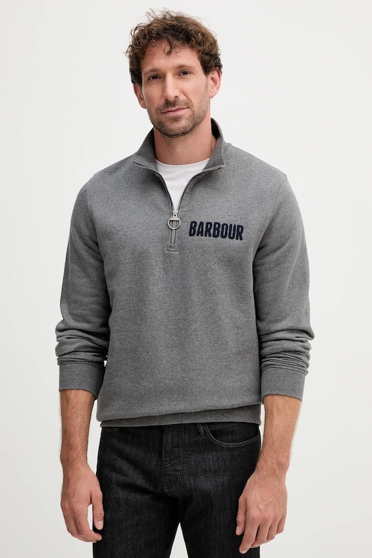 Бавовняна кофта Barbour без капюшона сірий MOL0640