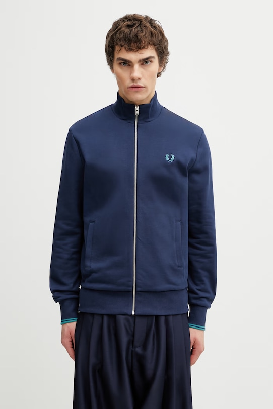 Fred Perry bluza rozpinana bawełniana męska granatowy J1327
