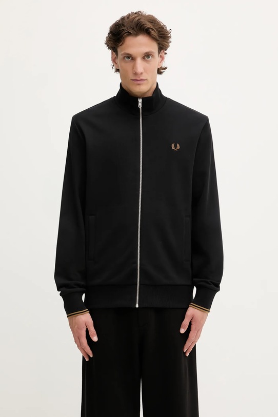Fred Perry bluza bawełniana gładkie czarny J1327