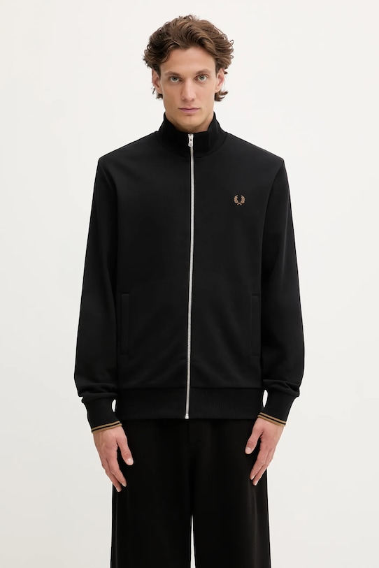 Fred Perry hanorac de bumbac uni negru J1327