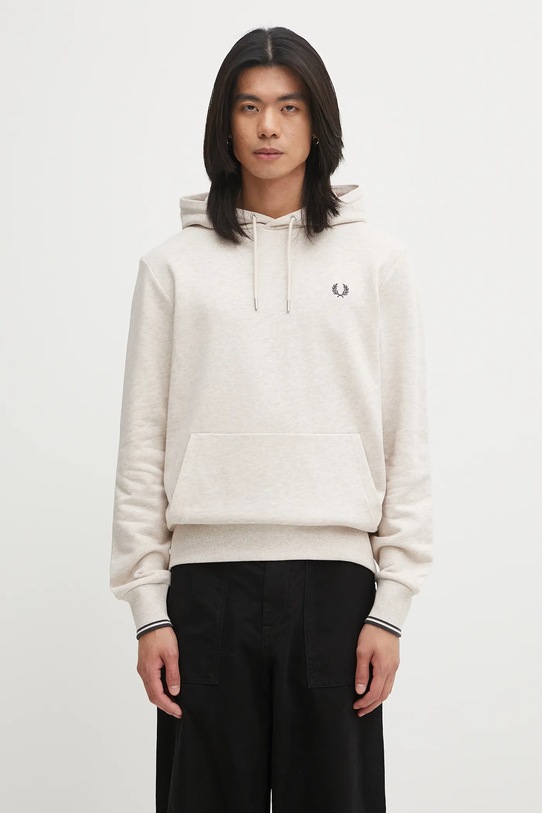 Fred Perry bluza bawełniana z kapturem beżowy M2643
