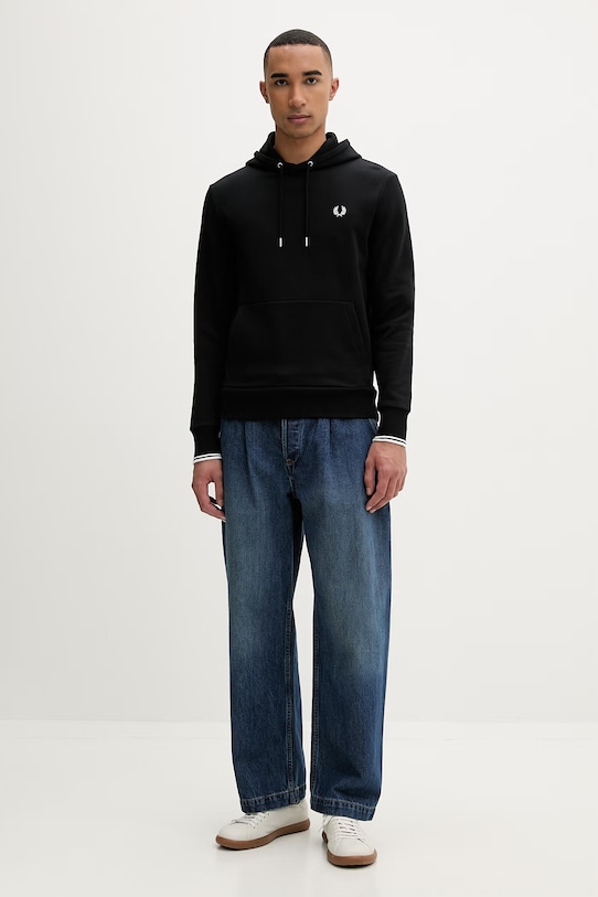 Fred Perry bluza z kapturem damska bawełniana M2643 czarny AW25