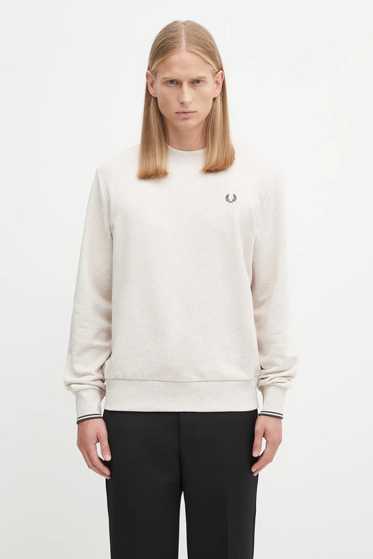 Памучен суичър Fred Perry изчистен бежов M7535