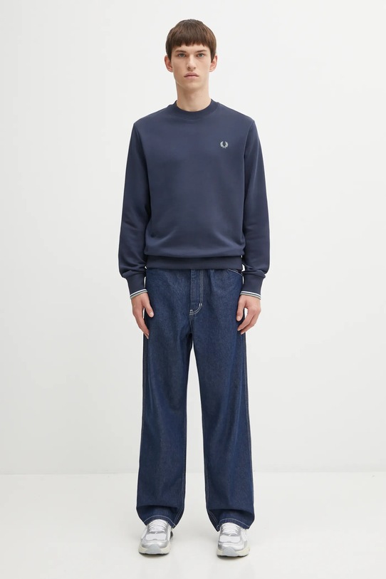 Βαμβακερή μπλούζα Fred Perry M7535 σκούρο μπλε