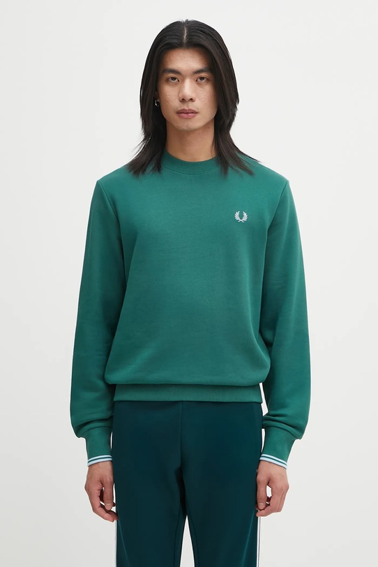 Fred Perry bluza bawełniana gładkie zielony M7535