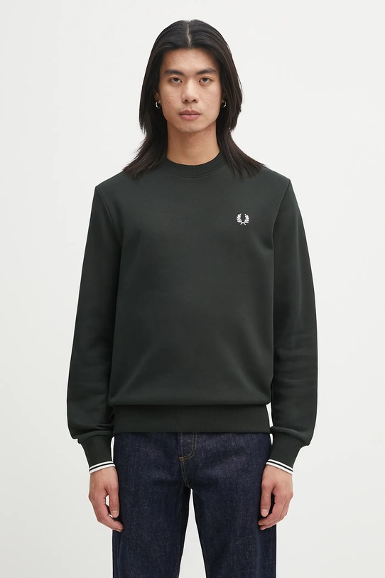 Fred Perry bluza bawełniana gładkie zielony M7535