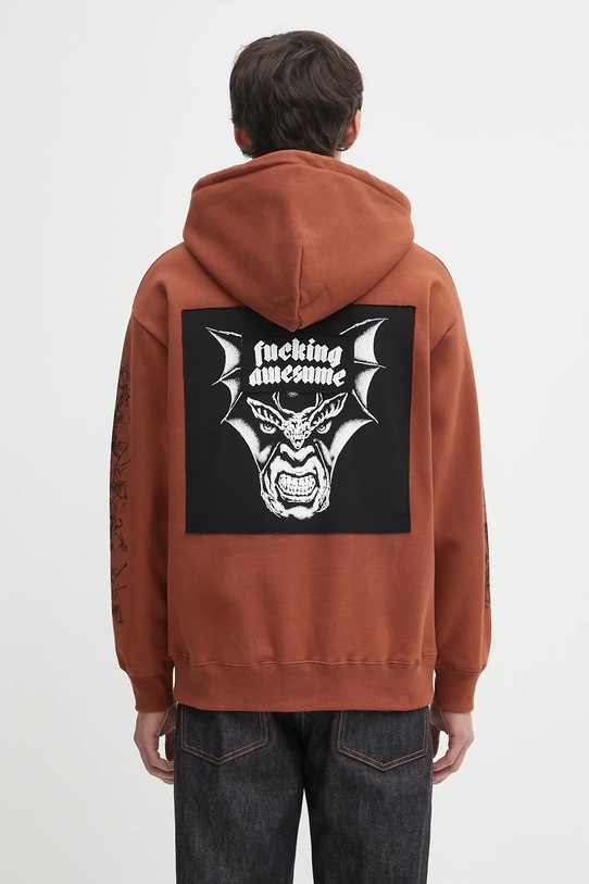 Dukserica Fucking Awesome Nightmare print smeđa PN20085