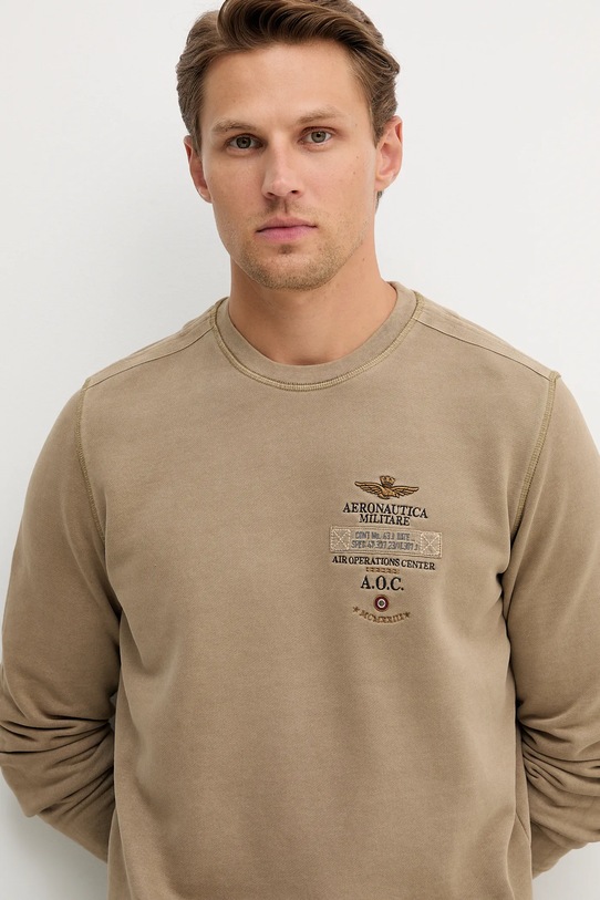 Bavlněná mikina Aeronautica Militare béžová FE2054UF00665