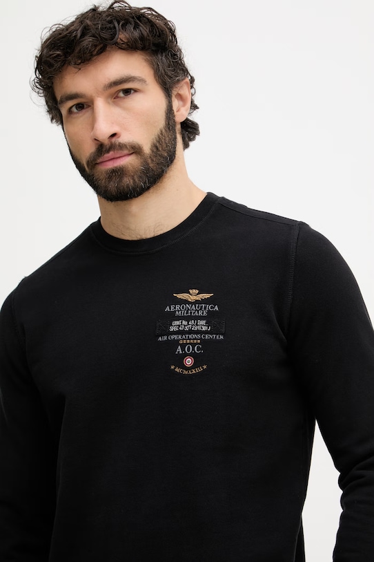 Aeronautica Militare bluza męska bawełniana czarny FE2054UF00665