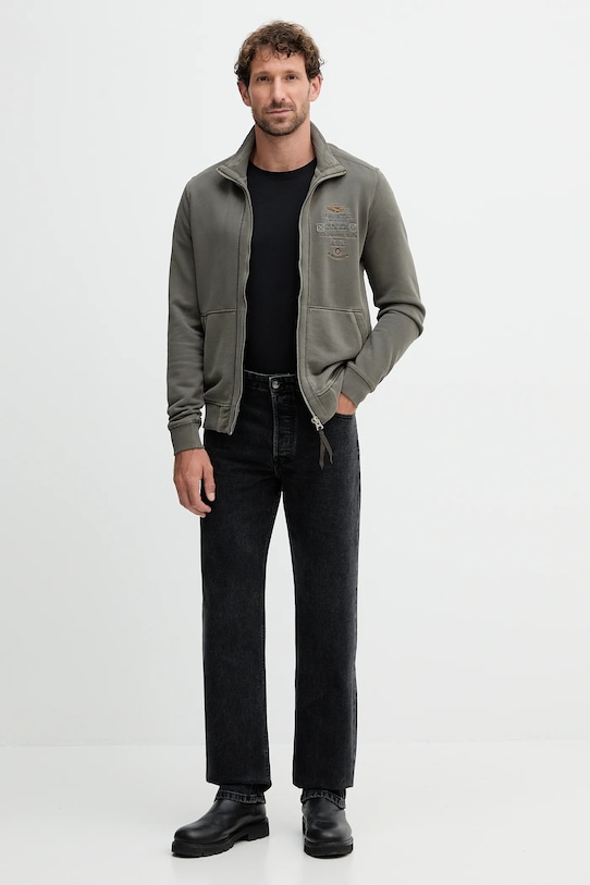 Bavlnená mikina Aeronautica Militare FE2055UF00665 zelená AW25