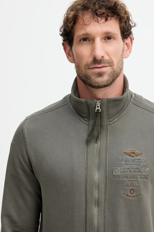 Bavlnená mikina Aeronautica Militare zelená FE2055UF00665