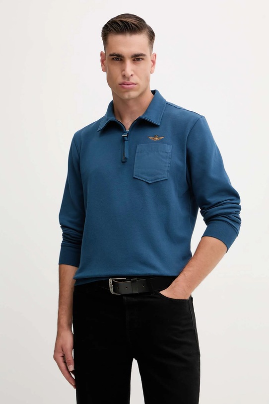 Mikina Aeronautica Militare s elastanom modrá FE2067UF00668