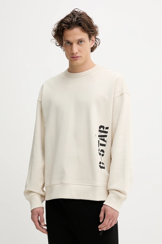 G-Star bluza bawełniana 0 nadruk beżowy D27096.E124