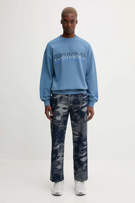 Хлопковая кофта Hugo Blue 50549148 голубой AW25