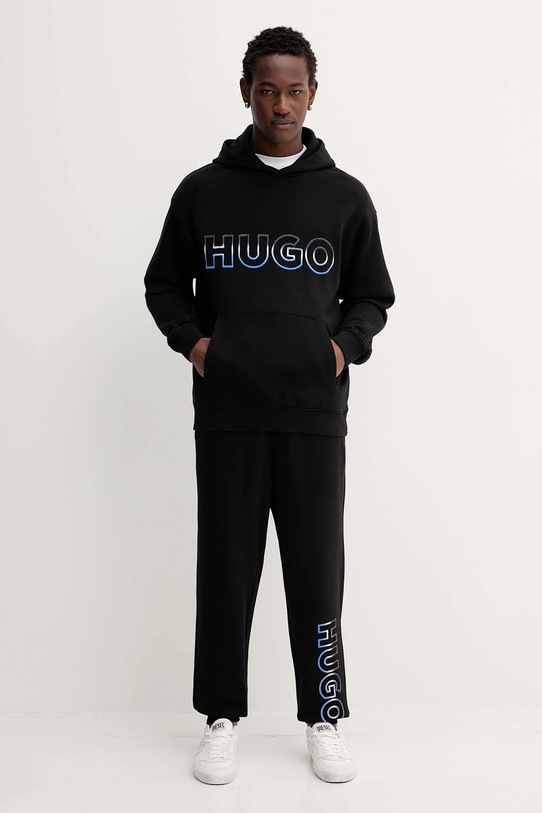 Βαμβακερή μπλούζα Hugo Blue 50549151 μαύρο AW25