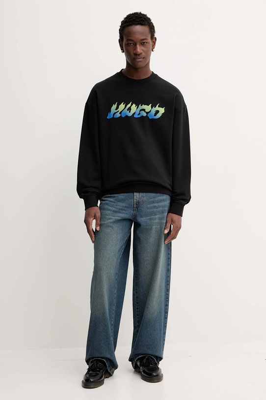 Βαμβακερή μπλούζα Hugo Blue 50549153 μαύρο AW25