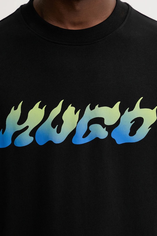 Βαμβακερή μπλούζα Hugo Blue 50549153 μαύρο