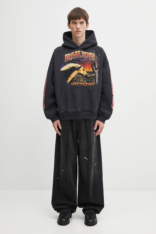 RHUDE felpa in cotone Mesa stallion RHFW25HO04012 nero