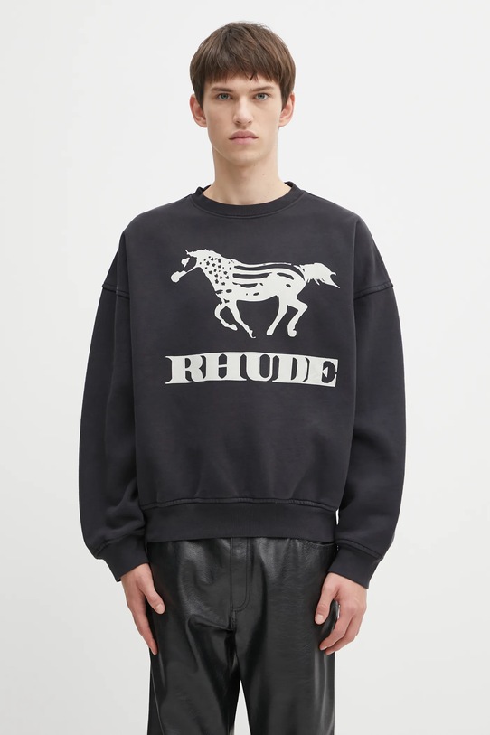 RHUDE bluza bawełniana Dinero nadruk czarny RHFW25ST04012