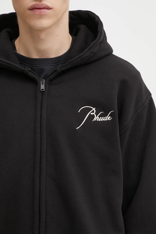RHUDE bluza bawełniana Classique zip up czarny RHFW25HO05012