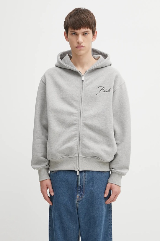 RHUDE bluza Classique side zip z kapturem szary RHFW25ST04829