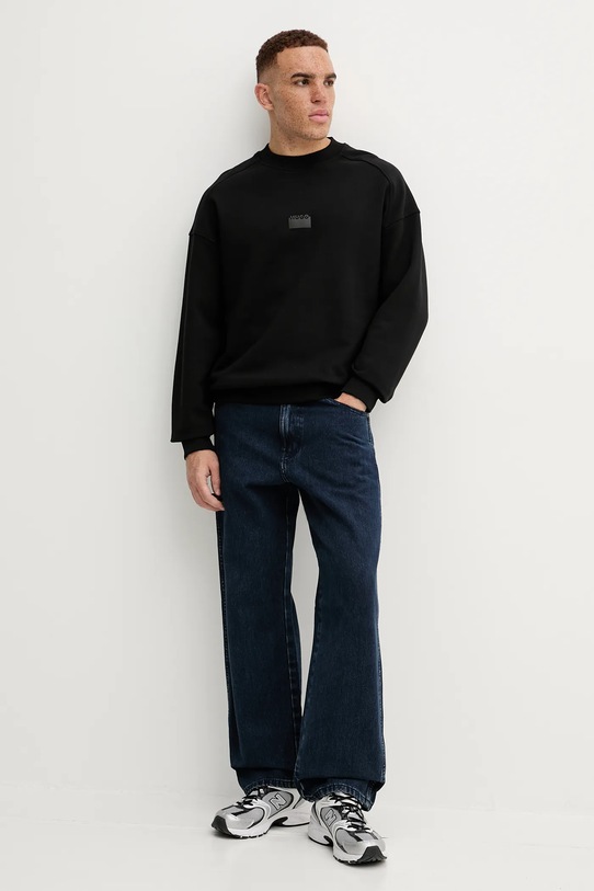 Βαμβακερή μπλούζα HUGO 50546672 μαύρο AW25