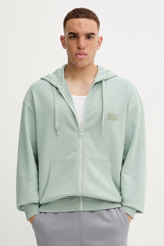 HUGO bluza bawełniana bawełna zielony 50546874
