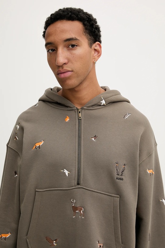 HUGO hanorac de bumbac maro 50549136