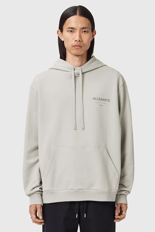 AllSaints bluza bawełniana FUTURE nadruk szary M002ND