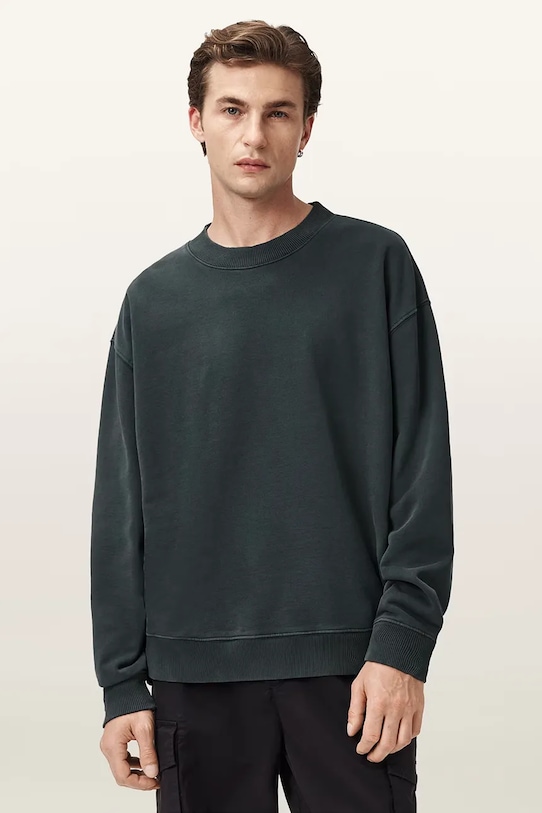 Хлопковая кофта AllSaints MILO хлопок серый M008ND