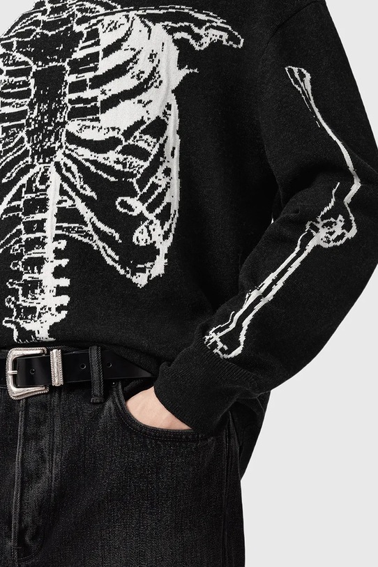 Πουλόβερ με προσθήκη μαλλιού AllSaints SKELLI M051KD μαύρο AW25
