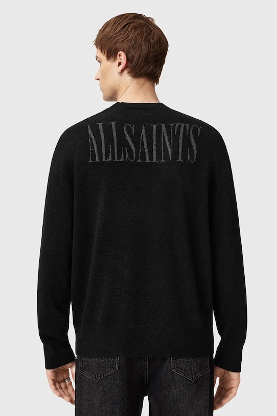 AllSaints sweter z dodatkiem wełny SKELLI M051KD czarny