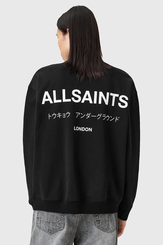 Βαμβακερή μπλούζα AllSaints UNDERGROUND μαύρο M042NB