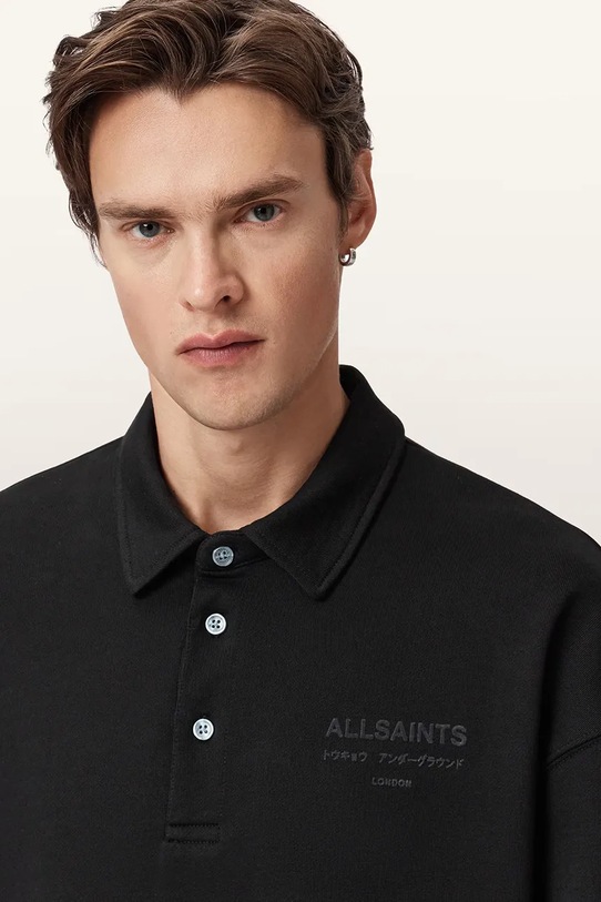 Βαμβακερή μπλούζα AllSaints XANDER M020NC μαύρο NC25