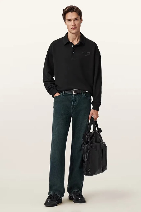 Βαμβακερή μπλούζα AllSaints XANDER M020NC μαύρο