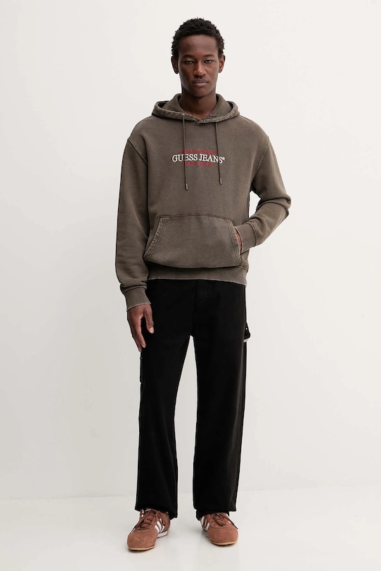 Guess Jeans bluza bawełniana M5BQ33.KCPR1 brązowy AW25