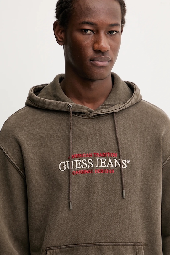 Guess Jeans bluza bawełniana brązowy M5BQ33.KCPR1