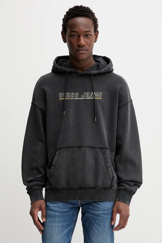 Bombažen pulover Guess Jeans Potisk siva M5BQ30.KCPR1