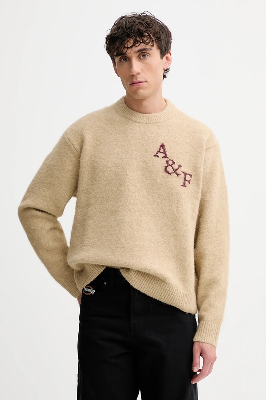 Abercrombie & Fitch sweter aplikacja beżowy KI120.5181.118