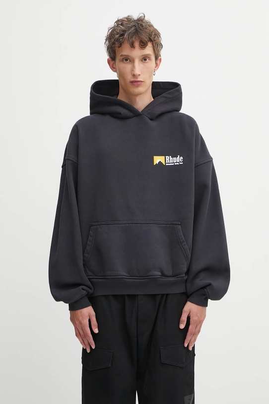 RHUDE cotton sweatshirt International Racing Logo cotton black RHPF25HO07012