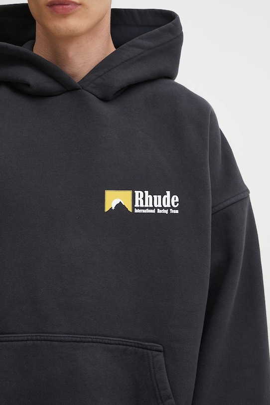 RHUDE felpa in cotone International Racing Logo nero RHPF25HO07012