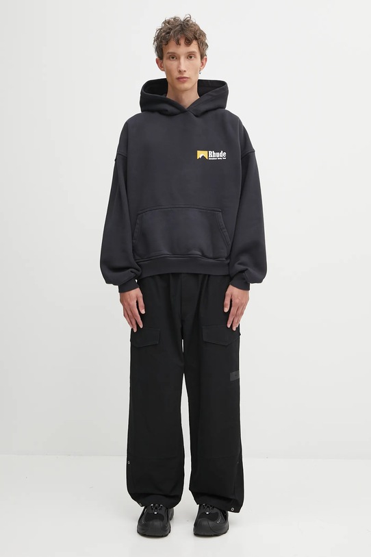 RHUDE felpa in cotone International Racing Logo RHPF25HO07012 nero