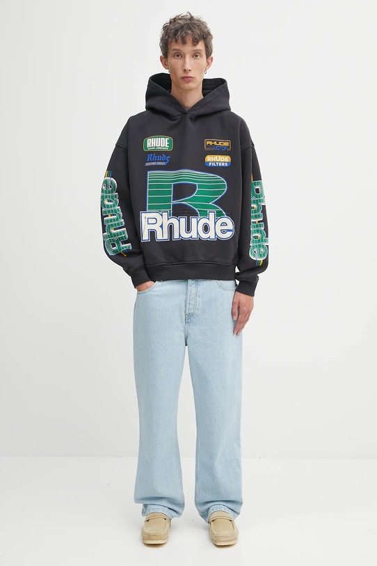 RHUDE cotton sweatshirt Roadway Racing RHPF25HO08012 black
