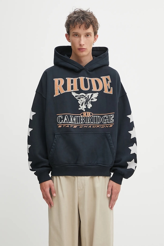 Бавовняна кофта RHUDE Cambridge State Champs надрук чорний RHPF25HO10012