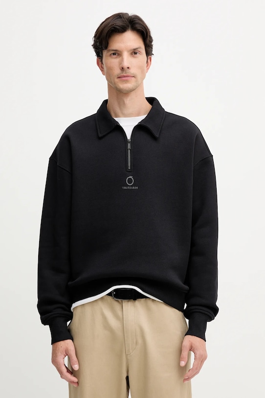 Bavlnená mikina Trussardi bavlna čierna G8018000020N