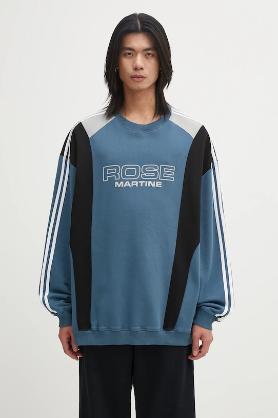 Bavlněná mikina Martine Rose Panelled vzorovaný modrá 673JS01529D